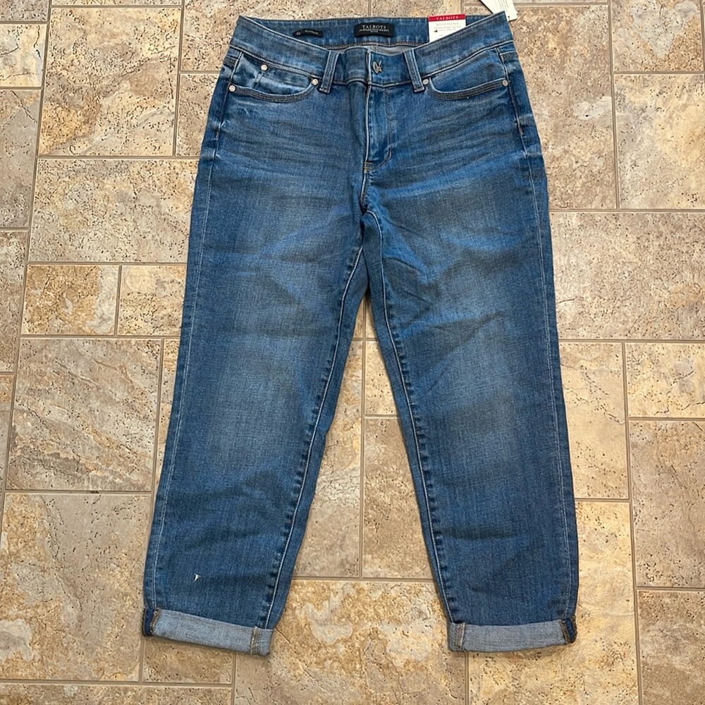 NWT Talbots Flawless Five Pocket Boyfriend Fit Jeans 6P Medium Wash All Cotton